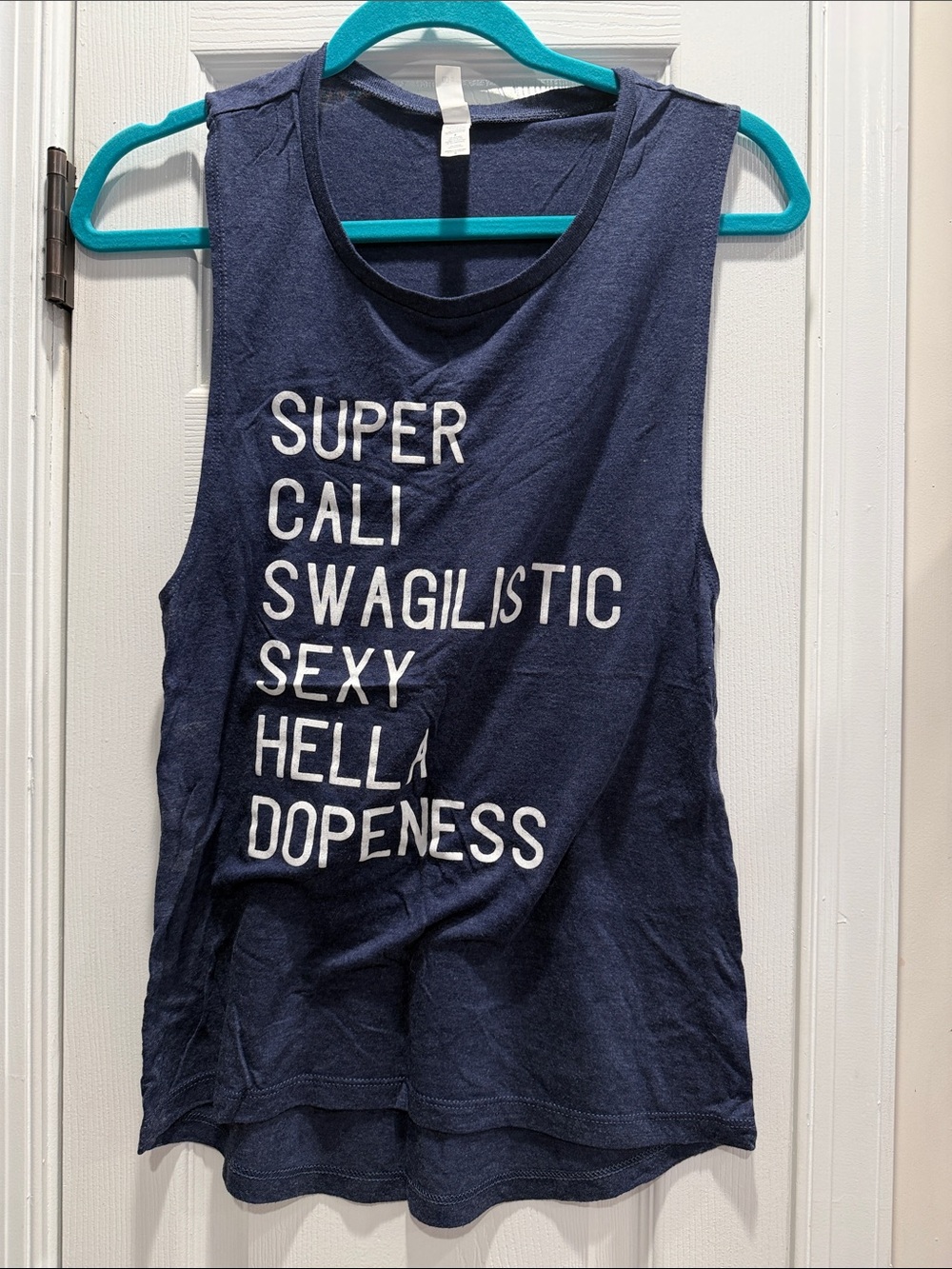 Navy Graphic Muscle Tank Top